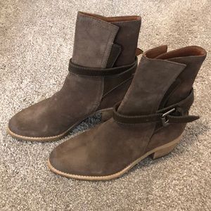 All Saints Wrap Buckle Suede Bootie Boots Size 36